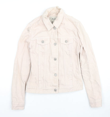 Denim & Co. Womens Beige Jacket Size 4 Button