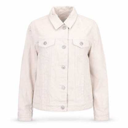 Denim & Co. Womens Beige Jacket Size 4 Button