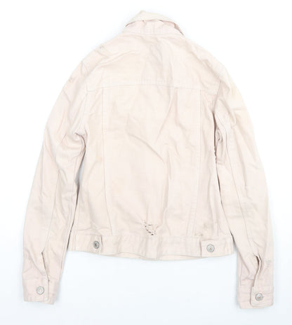 Denim & Co. Womens Beige Jacket Size 4 Button