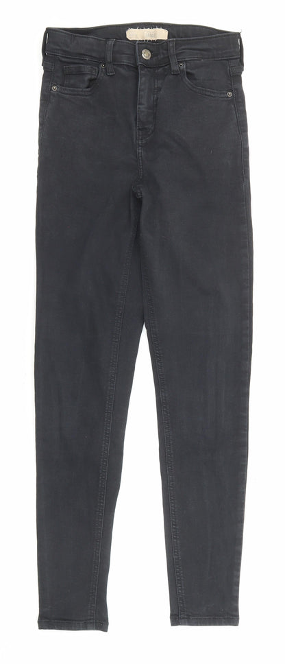 Topshop Womens Black Cotton Skinny Jeans Size 26 in L32 in Regular Zip - Pockets