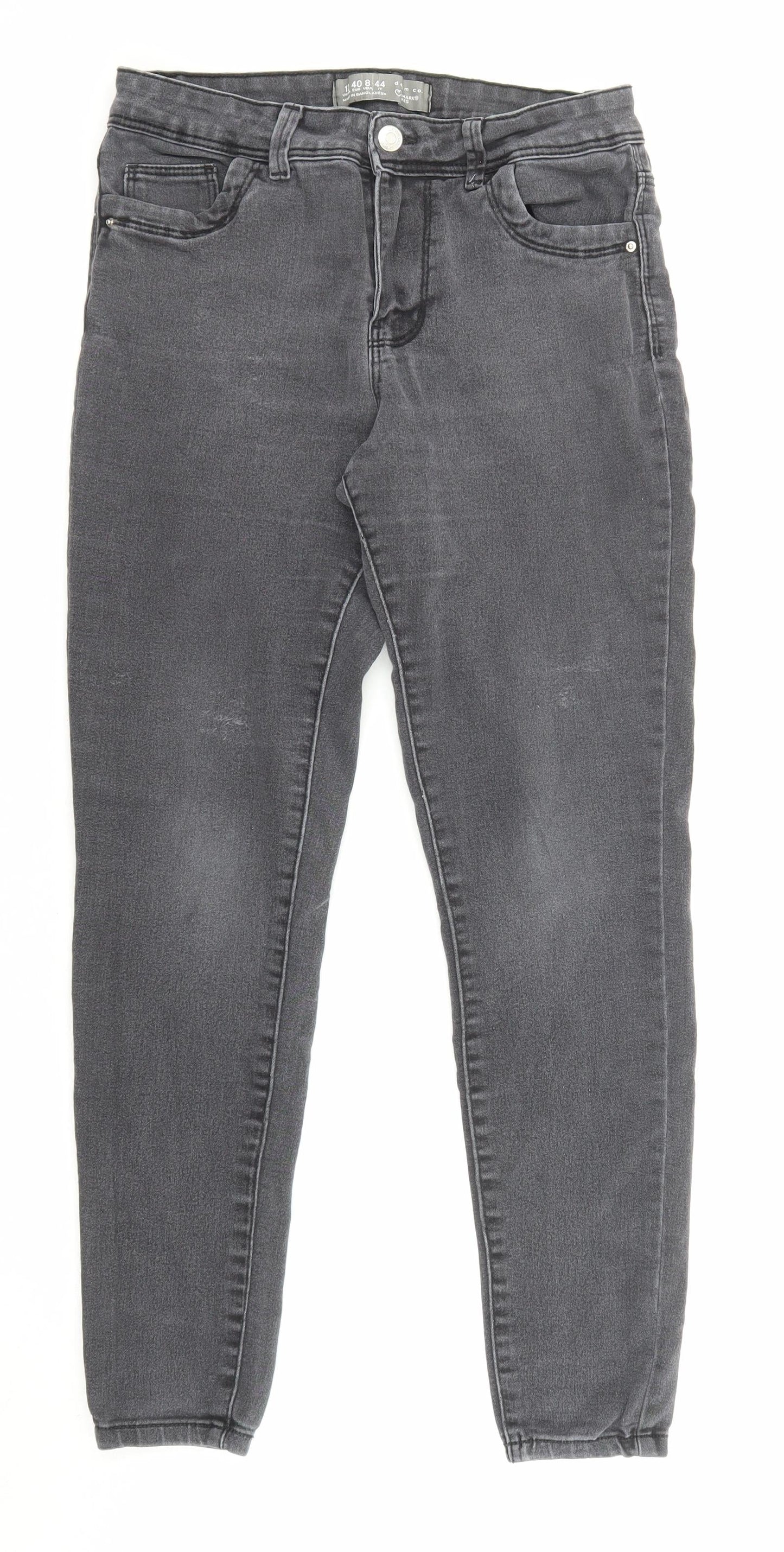 Denim & Co. Womens Grey Cotton Skinny Jeans Size 12 L27 in Regular Zip - Pockets