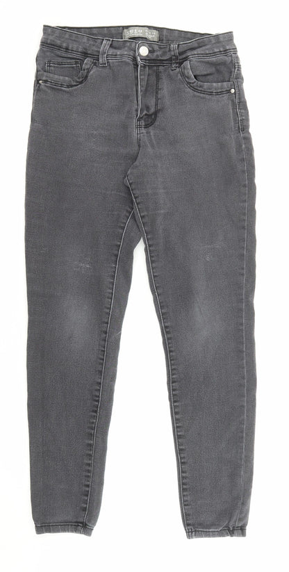 Denim & Co. Womens Grey Cotton Skinny Jeans Size 12 L27 in Regular Zip - Pockets