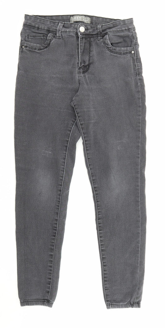 Denim & Co. Womens Grey Cotton Skinny Jeans Size 12 L27 in Regular Zip - Pockets