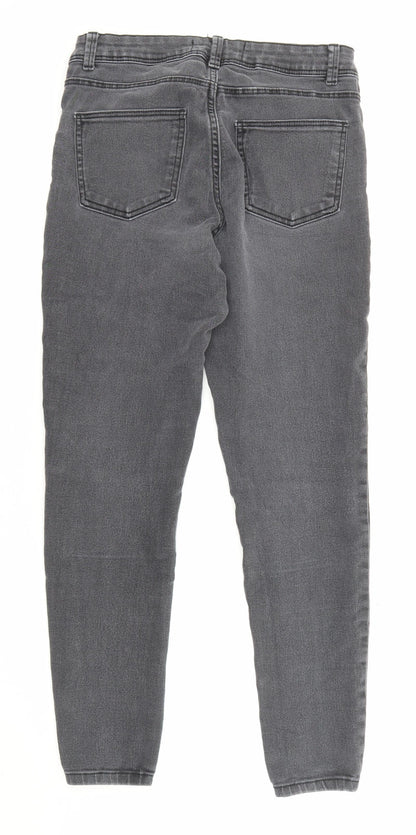 Denim & Co. Womens Grey Cotton Skinny Jeans Size 12 L27 in Regular Zip - Pockets