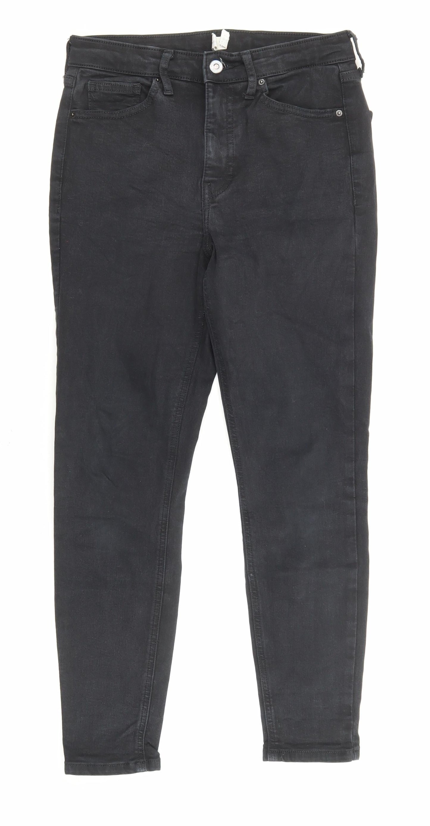 Topshop Womens Black Cotton Skinny Jeans Size 28 in L30 in Regular Zip - Pockets