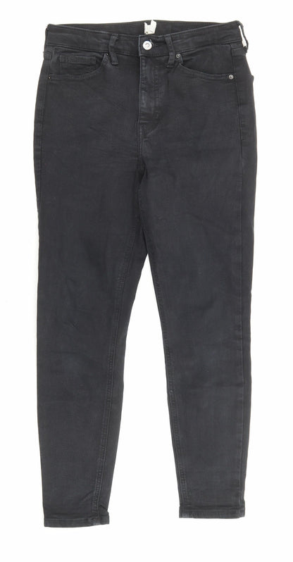 Topshop Womens Black Cotton Skinny Jeans Size 28 in L30 in Regular Zip - Pockets