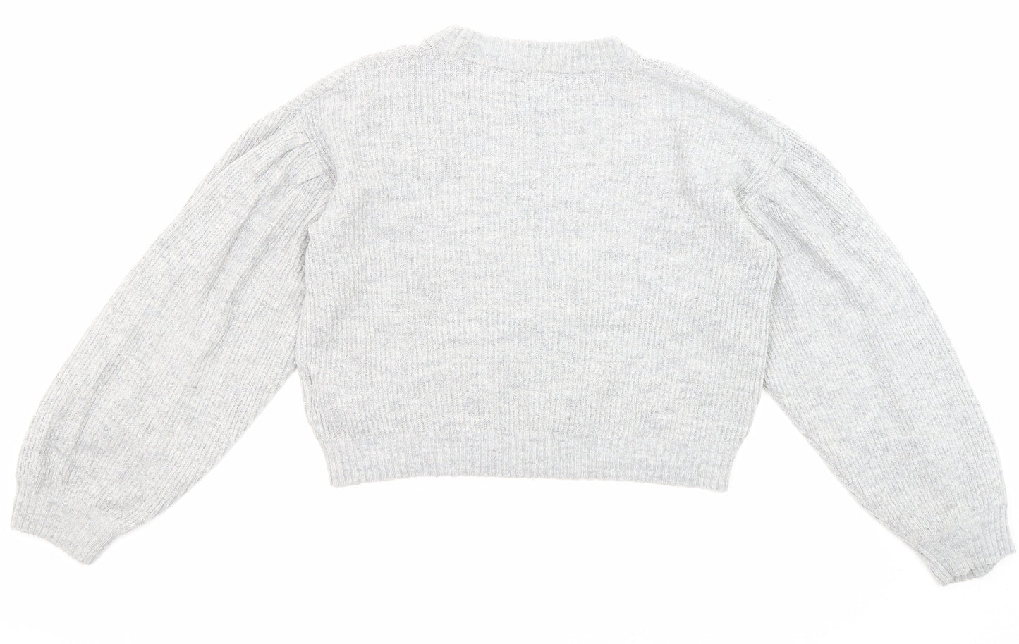 H&M Girls Grey Crew Neck Acrylic Pullover Jumper Size 10-11 Years Pullover - Cropped, Size 10-12 years