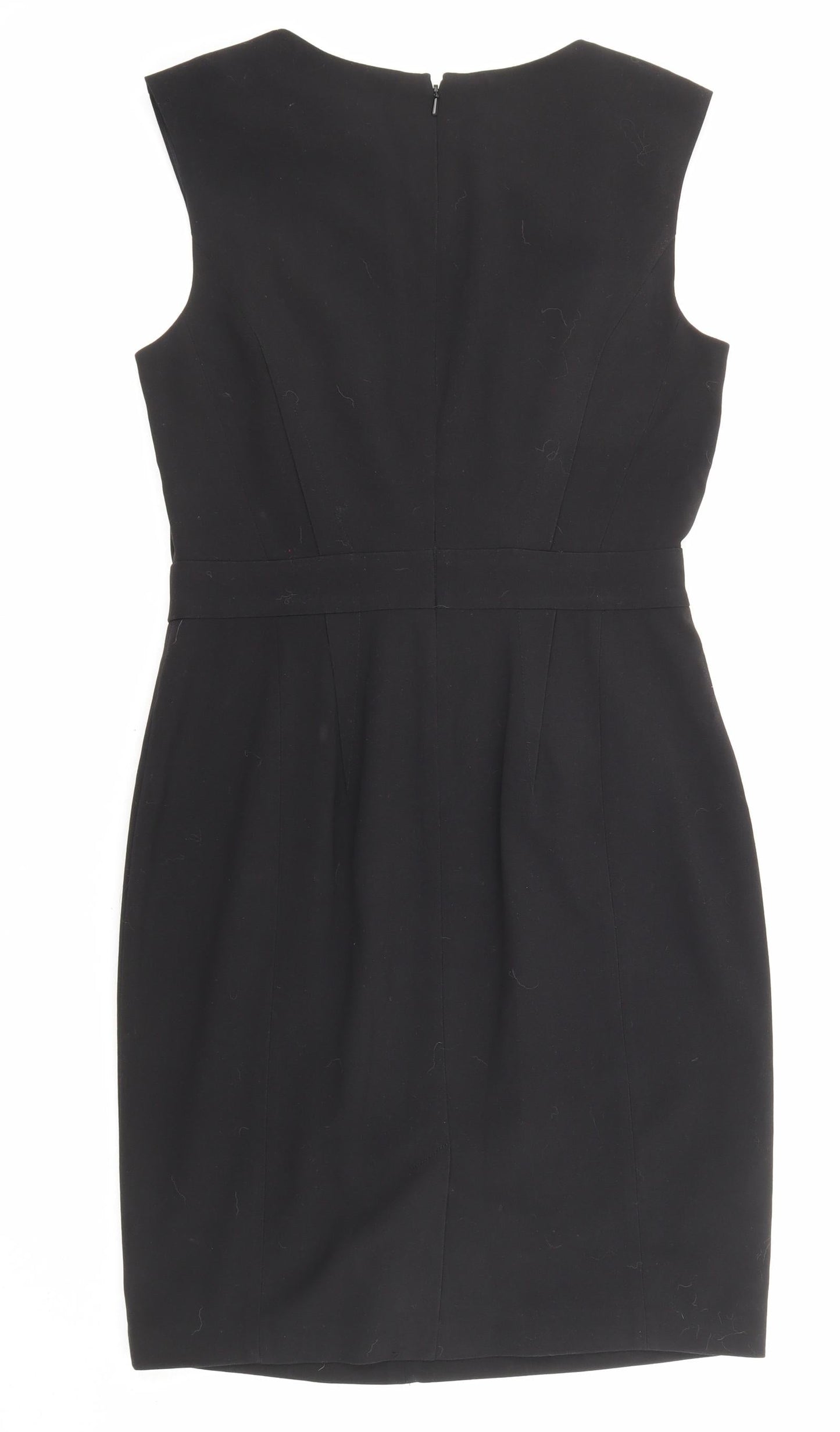 Warehouse Womens Black Polyester A-Line Size 12 V-Neck Zip
