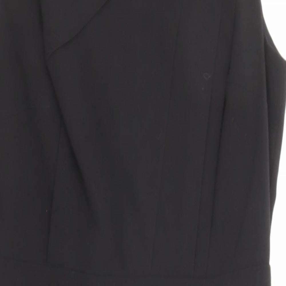Warehouse Womens Black Polyester A-Line Size 12 V-Neck Zip