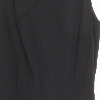 Warehouse Womens Black Polyester A-Line Size 12 V-Neck Zip