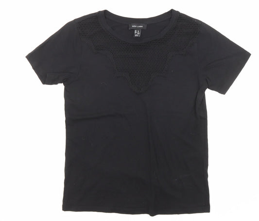 Womens UK Size 8 New Look Black Jersey T-Shirt