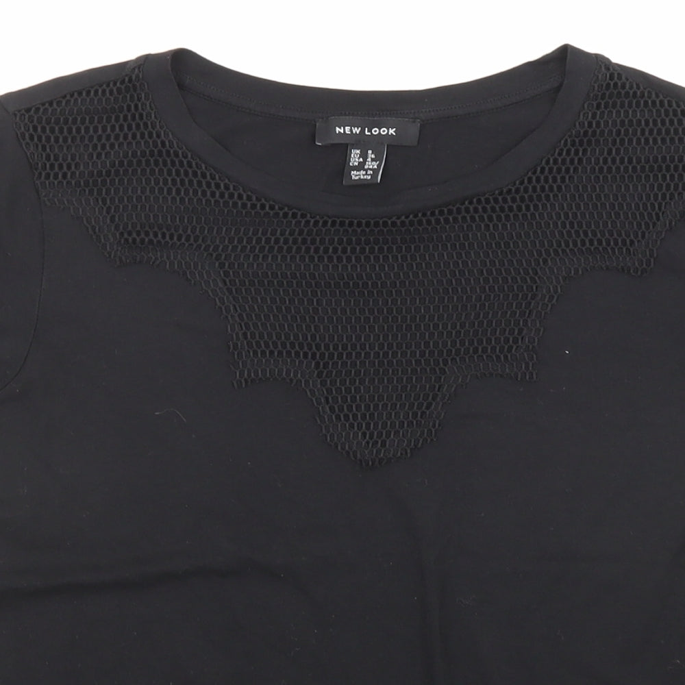 Womens UK Size 8 New Look Black Jersey T-Shirt