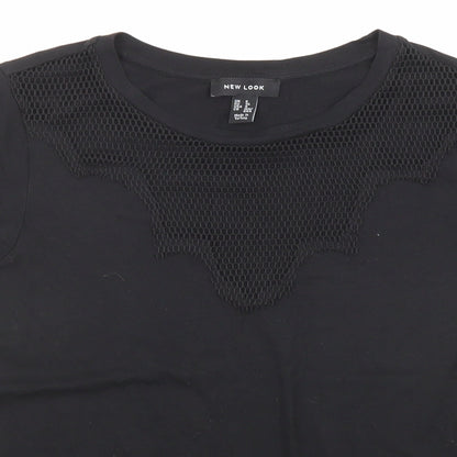 Womens UK Size 8 New Look Black Jersey T-Shirt