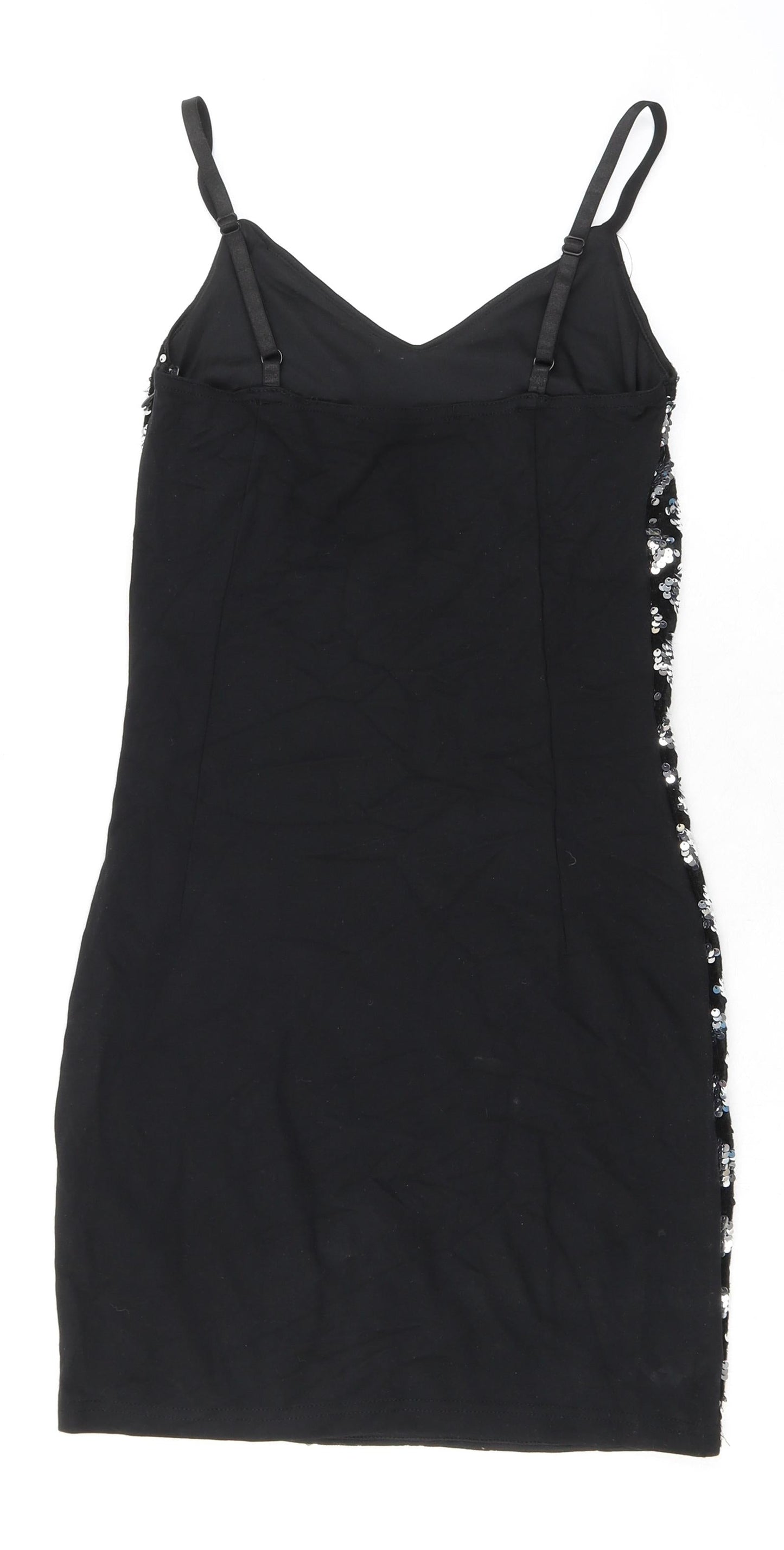 Quiz Womens Silver Geometric Polyester Bodycon Size 6 V-Neck Zip - Sequins