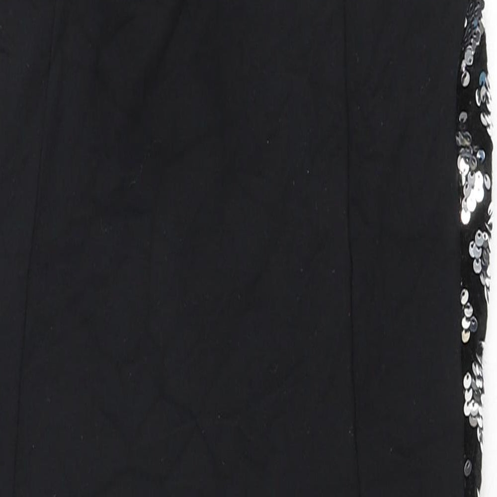 Quiz Womens Silver Geometric Polyester Bodycon Size 6 V-Neck Zip - Sequins