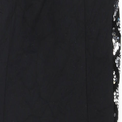 Quiz Womens Silver Geometric Polyester Bodycon Size 6 V-Neck Zip - Sequins