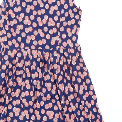 Debenhams Womens Blue Geometric Polyester Fit & Flare Size 12 Square Neck Zip