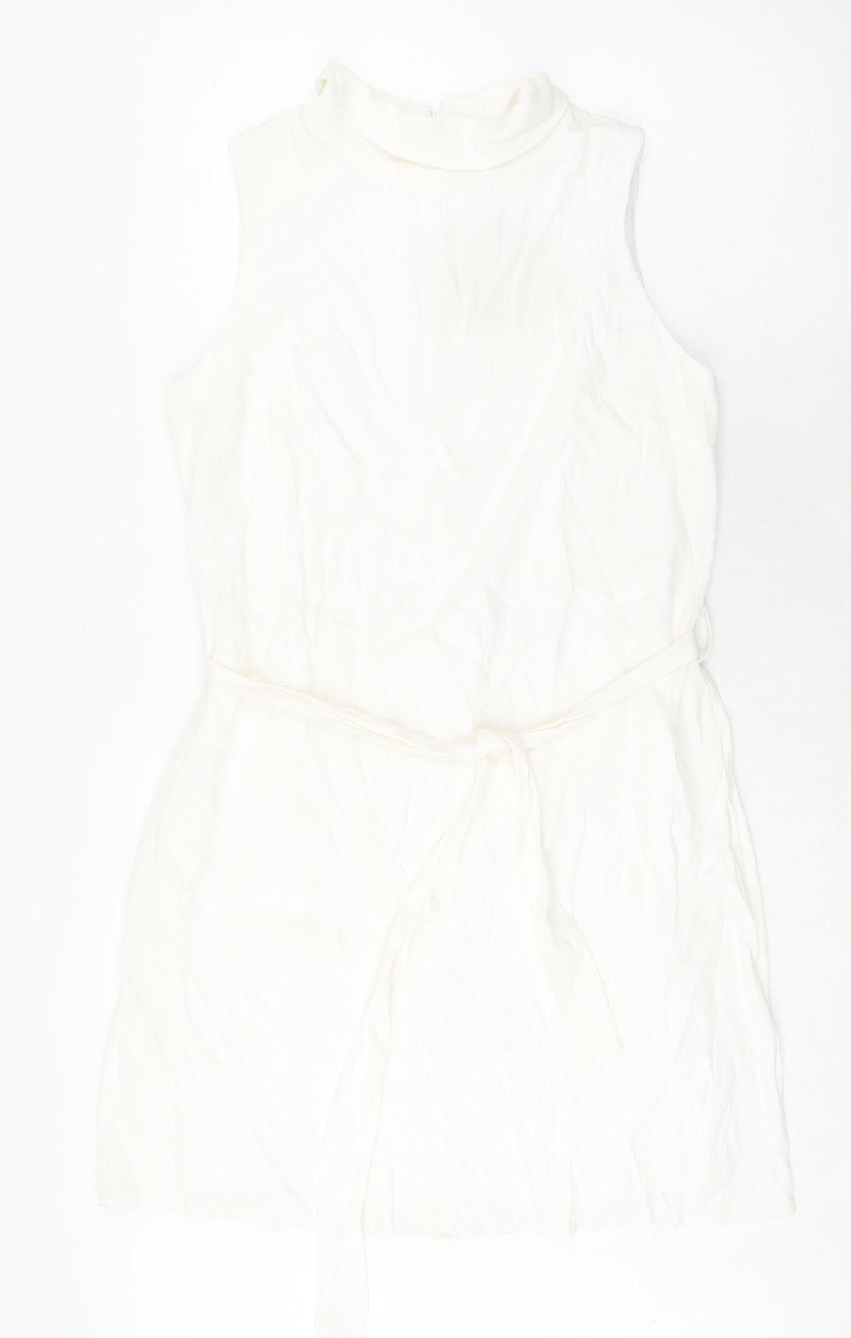 Disdress Womens Ivory Polyester Shift Size 14 Collared Zip - Belted