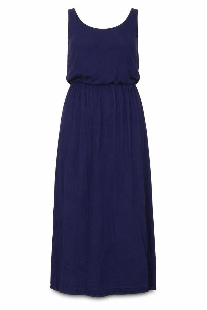 Voulez-Vous Womens Blue Viscose Maxi Size M Scoop Neck Pullover - Elasticated Waist