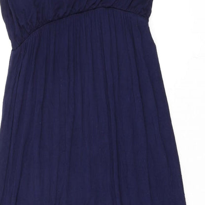 Voulez-Vous Womens Blue Viscose Maxi Size M Scoop Neck Pullover - Elasticated Waist
