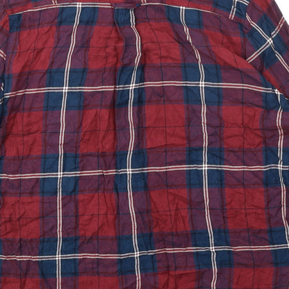 Mauvette Womens Red Plaid Viscose Basic Button-Up Size 12 Collared - Pocket