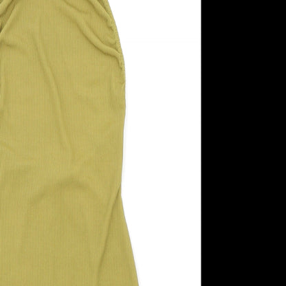 PRETTYLITTLETHING Womens Green Polyester Bodycon Size 8 Halter Button - Ribbed Backless