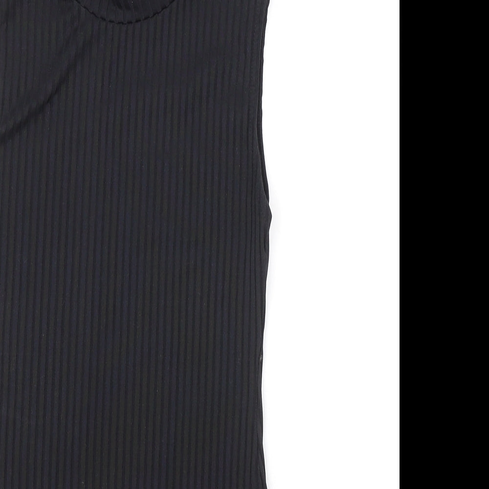 Parisian Collection Womens Black Polyester Bodysuit One-Piece Size 10 Snap - Ribbed