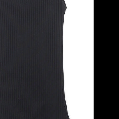 Parisian Collection Womens Black Polyester Bodysuit One-Piece Size 10 Snap - Ribbed