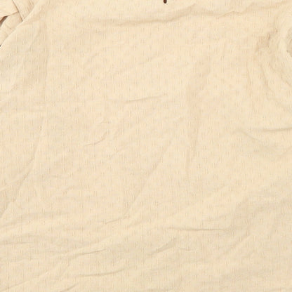 Miss Ronn Womens Beige Cotton Basic Blouse Size 14 Round Neck - Textured