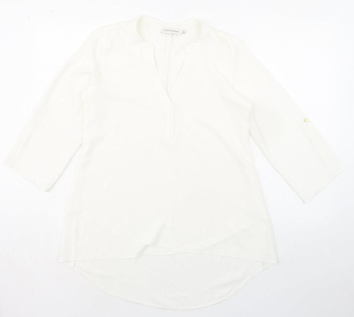Paraphrase Womens Ivory Polyester Basic Blouse Size 10 V-Neck