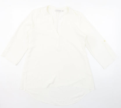 Paraphrase Womens Ivory Polyester Basic Blouse Size 10 V-Neck