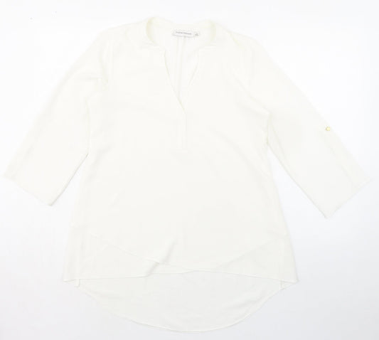 Paraphrase Womens Ivory Polyester Basic Blouse Size 10 V-Neck