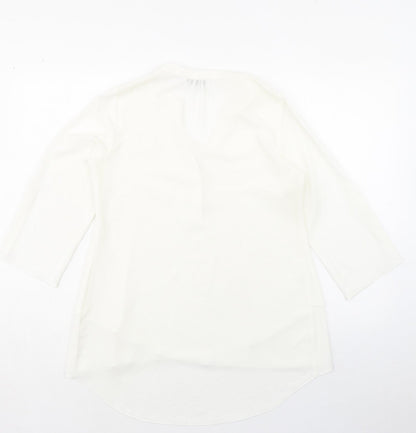 Paraphrase Womens Ivory Polyester Basic Blouse Size 10 V-Neck