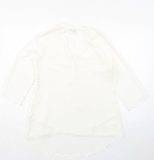 Paraphrase Womens Ivory Polyester Basic Blouse Size 10 V-Neck