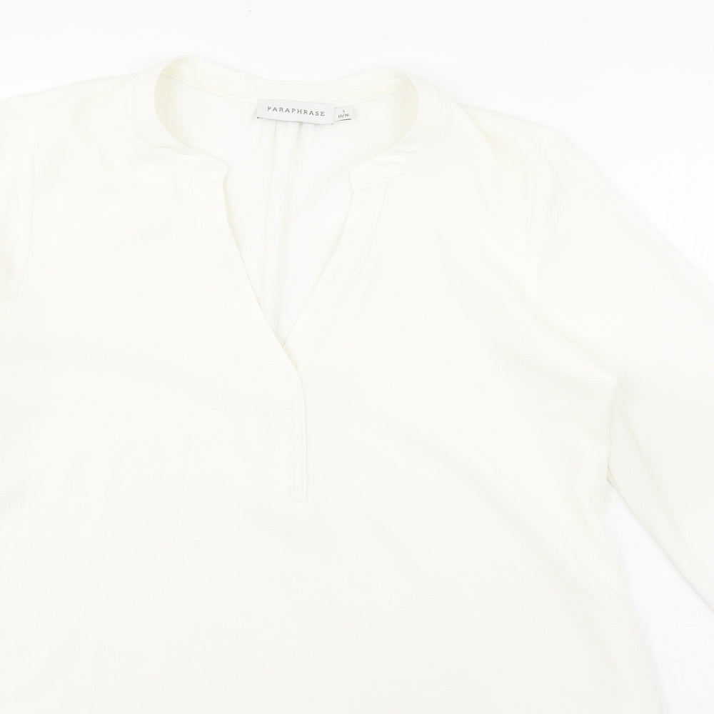 Paraphrase Womens Ivory Polyester Basic Blouse Size 10 V-Neck