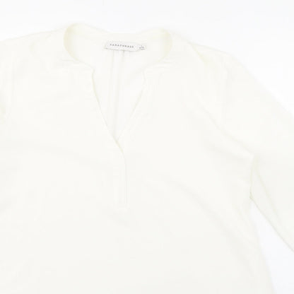 Paraphrase Womens Ivory Polyester Basic Blouse Size 10 V-Neck