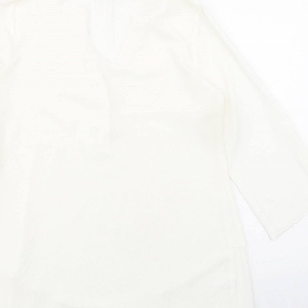 Paraphrase Womens Ivory Polyester Basic Blouse Size 10 V-Neck