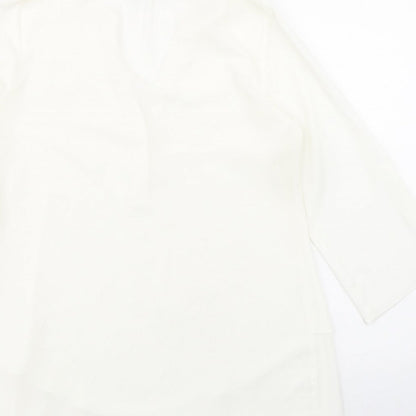 Paraphrase Womens Ivory Polyester Basic Blouse Size 10 V-Neck