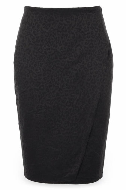Parallel Lines Womens Black Animal Print Polyester Wrap Skirt Size M Tie