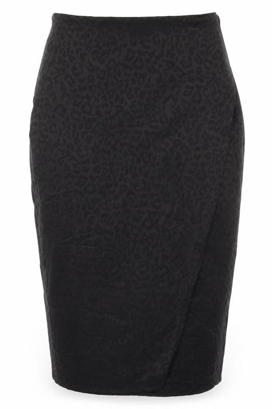 Parallel Lines Womens Black Animal Print Polyester Wrap Skirt Size M Tie