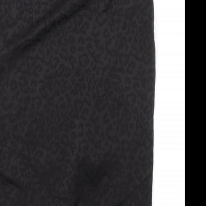 Parallel Lines Womens Black Animal Print Polyester Wrap Skirt Size M Tie