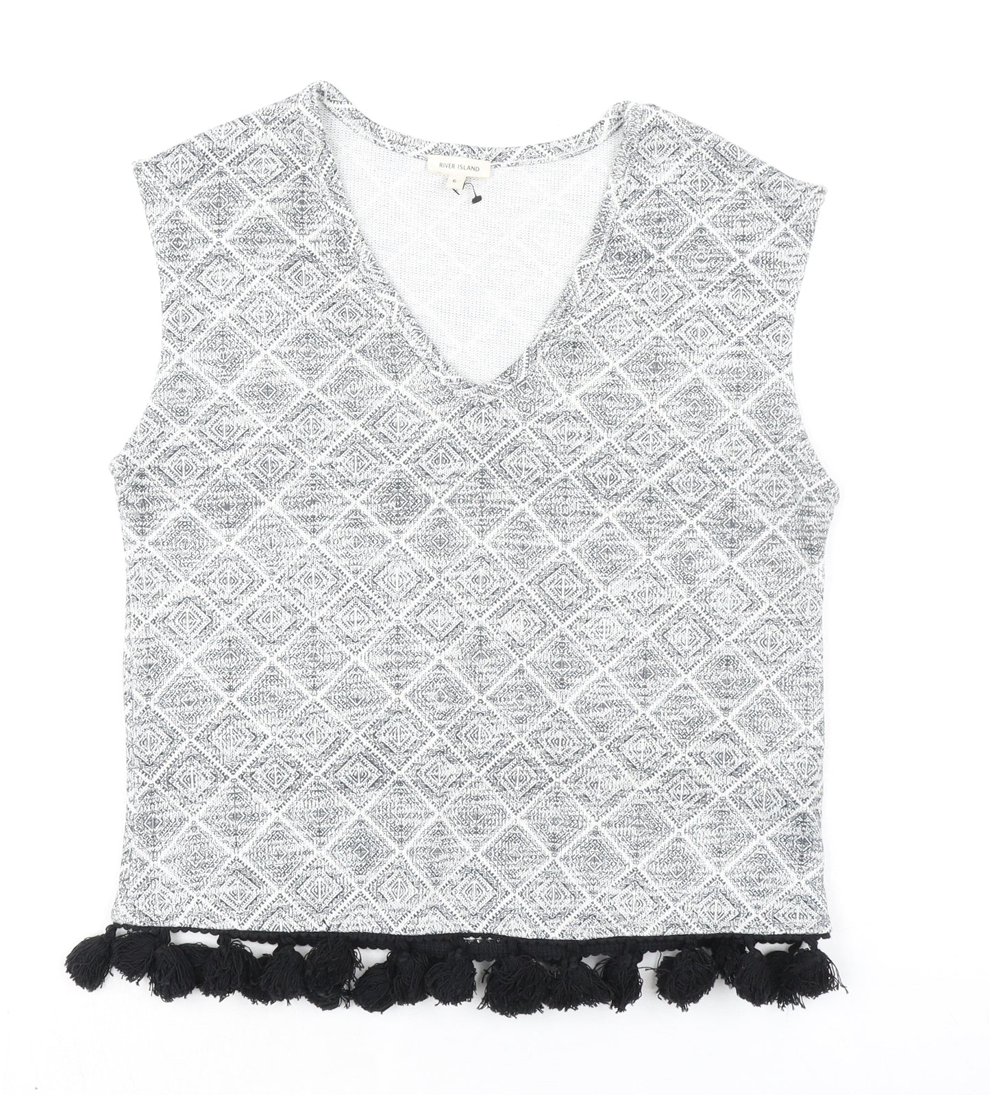 Womens UK Size 6 River Island Grey Basic Blouse