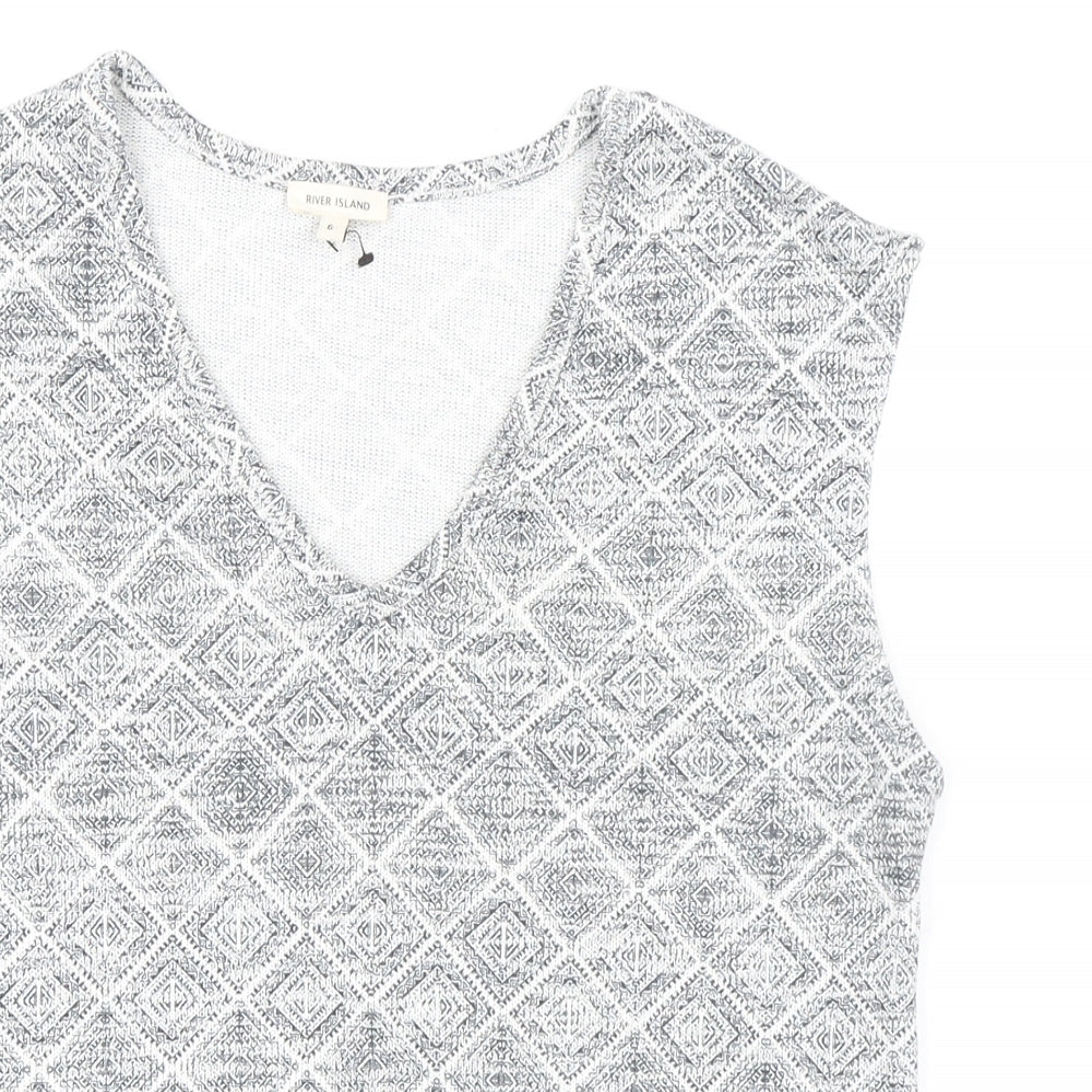 Womens UK Size 6 River Island Grey Basic Blouse