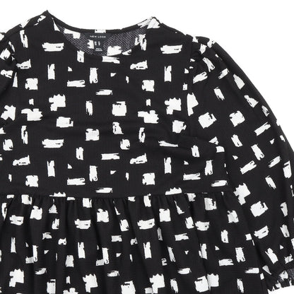 New Look Womens Black Geometric Polyester Fit & Flare Size 14 Round Neck Pullover