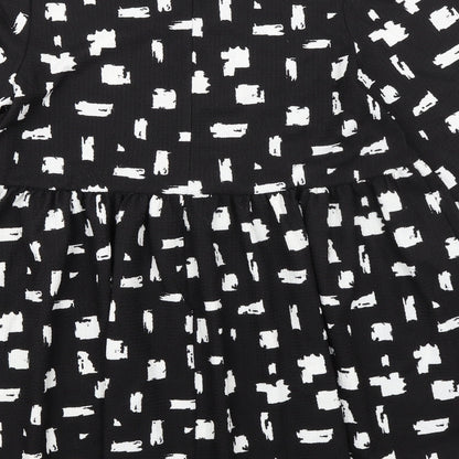New Look Womens Black Geometric Polyester Fit & Flare Size 14 Round Neck Pullover