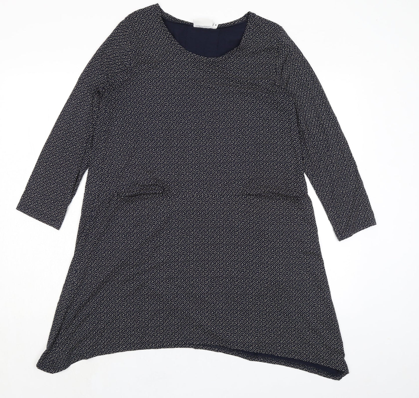 Masai Womens Blue Geometric Viscose A-Line Size M Boat Neck Pullover