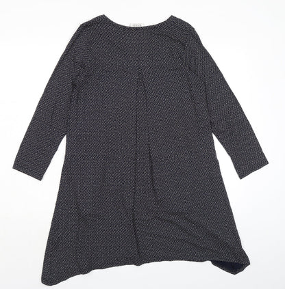 Masai Womens Blue Geometric Viscose A-Line Size M Boat Neck Pullover