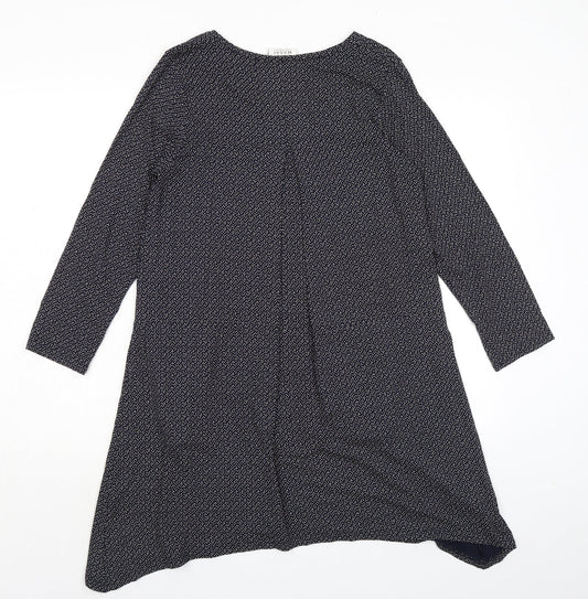 Masai Womens Blue Geometric Viscose A-Line Size M Boat Neck Pullover