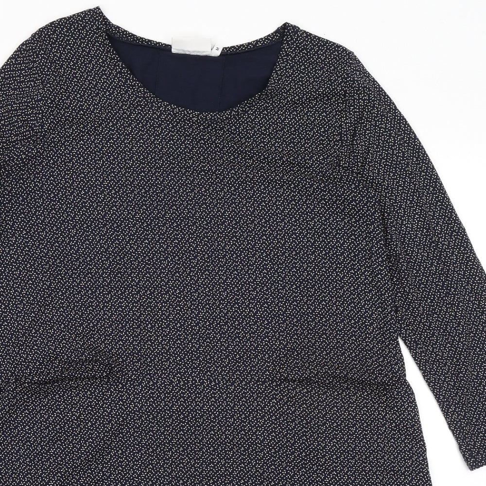 Masai Womens Blue Geometric Viscose A-Line Size M Boat Neck Pullover