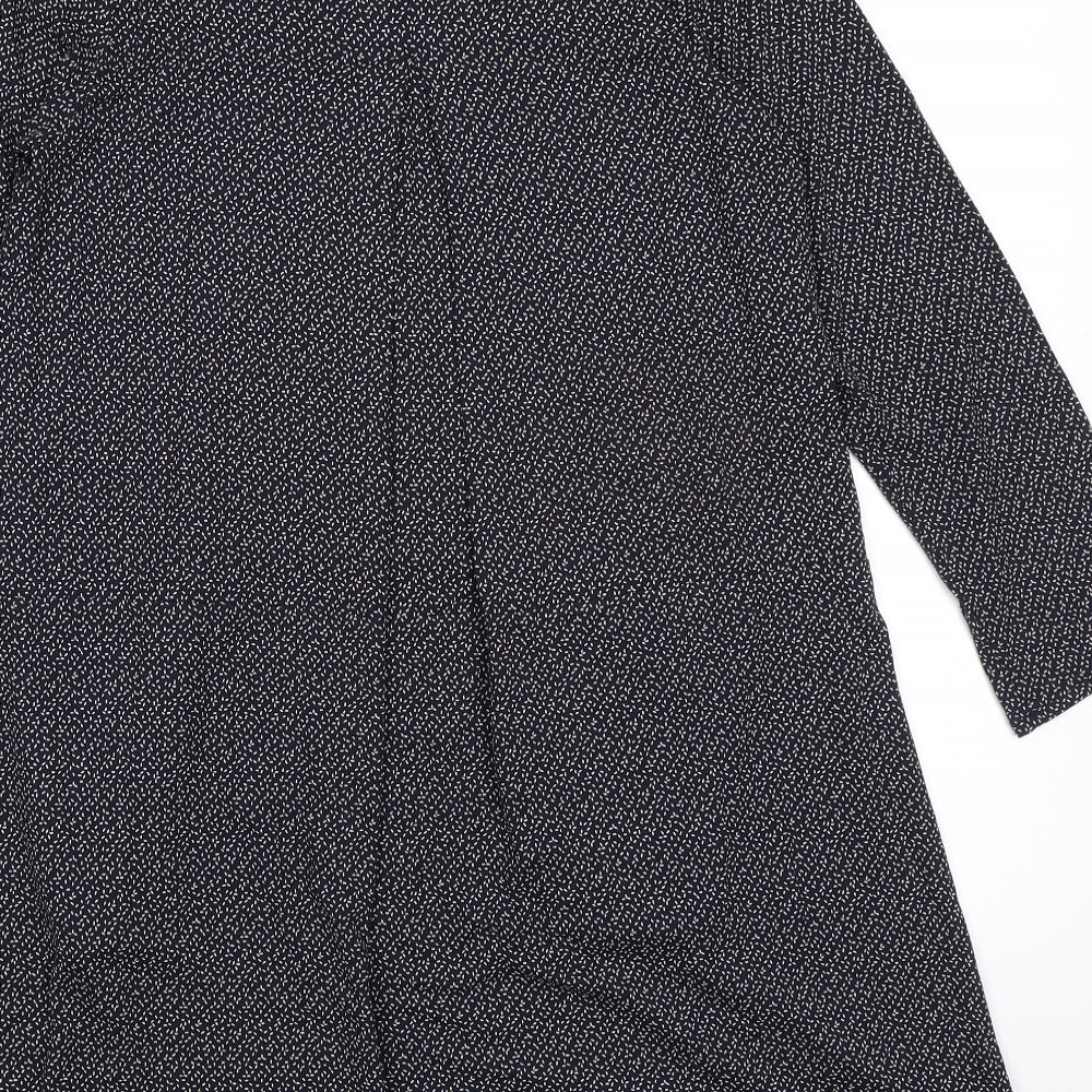 Masai Womens Blue Geometric Viscose A-Line Size M Boat Neck Pullover